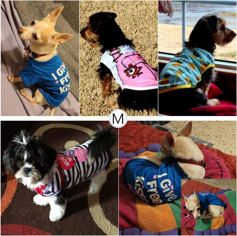 SATINIOR 6 Pcs Dog Clothes Printed Dog Shirts Puppy T-shirts Cute Pet Cotton Clothes Doggie Shirt for Small Medium Dog Apparel Summer Christmas(XS...